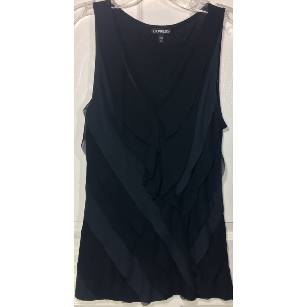 Black Ruffle Front Tank Top EXPRESS Size M